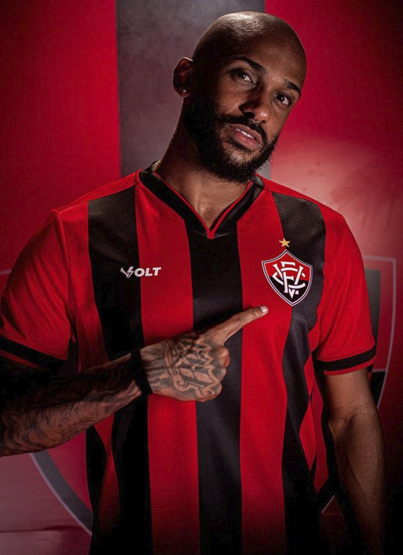 Camisa Masculina Jogo 1 2024 Vitória Vermelha e Preta