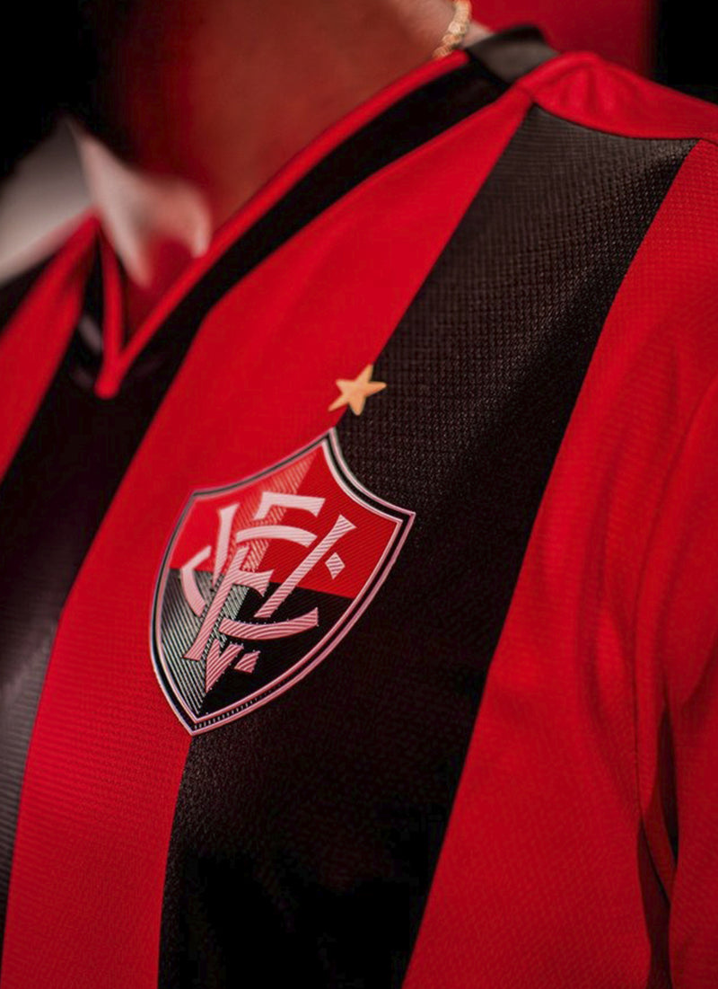 Camisa Masculina Jogo 1 2024 Vitória Vermelha e Preta